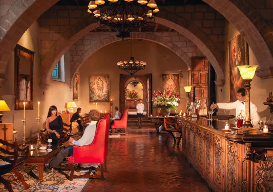 grand room lit by candles