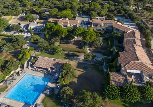 aerial view of hotel and spa