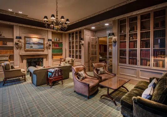 library room lined with bookshelves