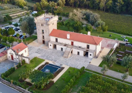 Aerial shot of the Torre de Gomariz hotel