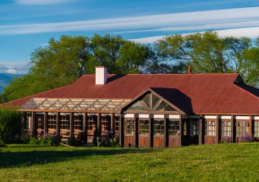 Red and brown lodge-style building