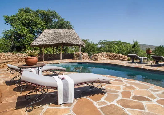 pool with lounge chairs