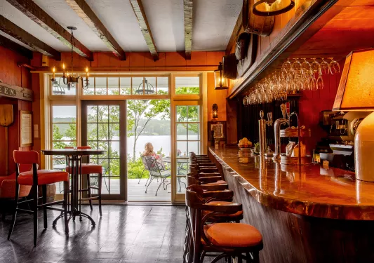 cozy and low lit bar 