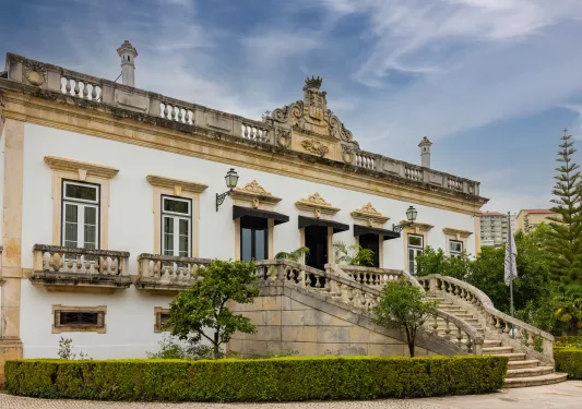 grand stone stairs leading to hotel