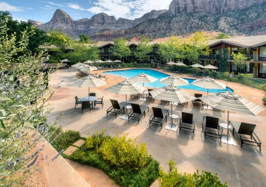 pool with lounge chairs