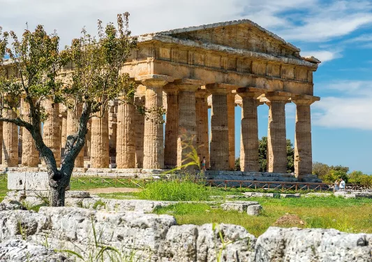 Palace ruins in an empty valley