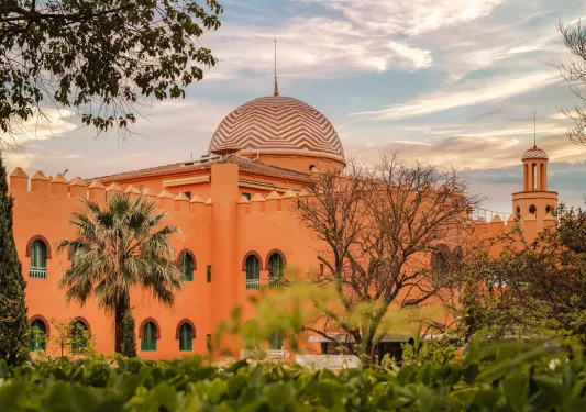 Oragne, palace light building surrounded by plants and trees