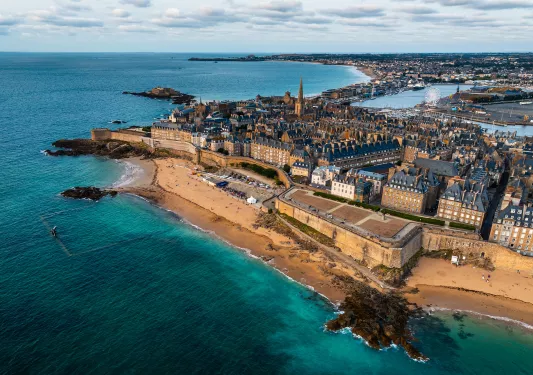 Rustic town surrounded by the ocean and shorelines