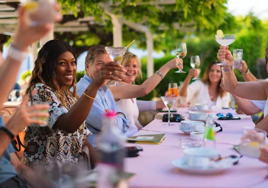 Guests at a dinner table