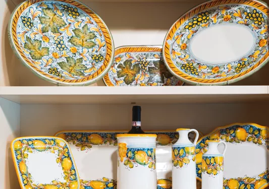 Shelves with fine china displayed