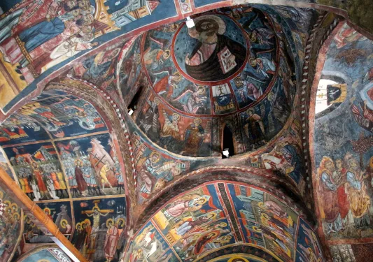 Church mosaic paintings on the ceilings