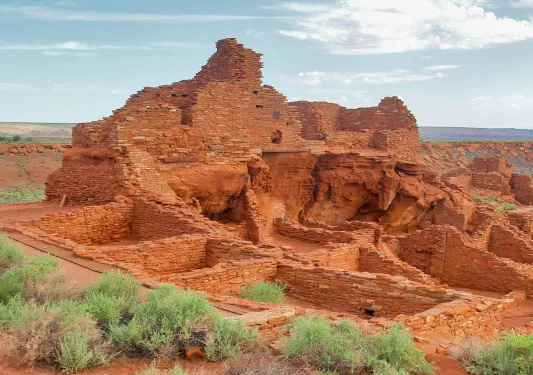 Ruins of a stone and brick building