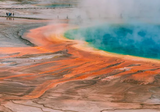 Large geyser with orange floor and blue water