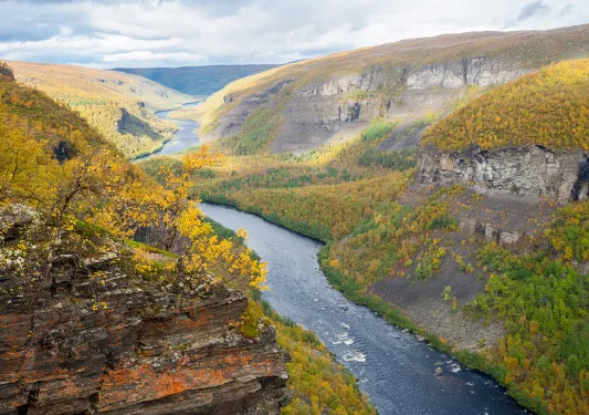 River cutting through two large valleys