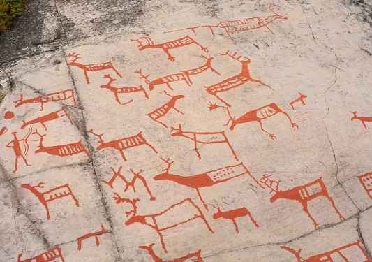 Ancient drawings on a stone wall