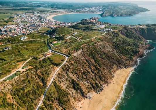 Sky view of cliffs by the beach