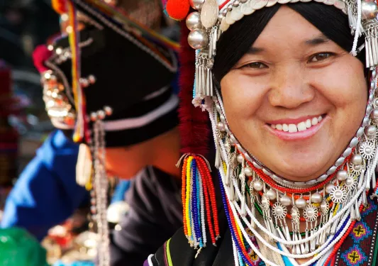 Woman with a traditional dress and headpiece