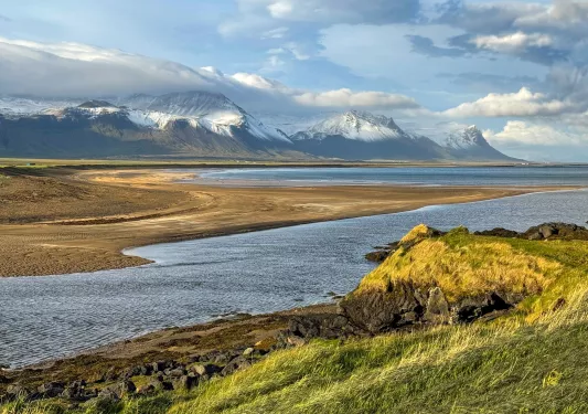Open valley with a lake in the center