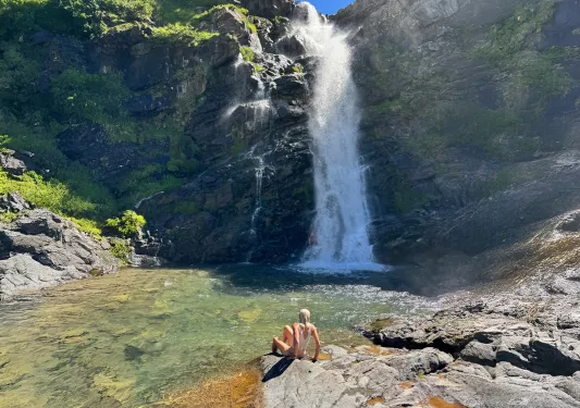 waterfall over rocks