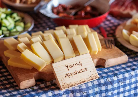 Cheese on a cutting board