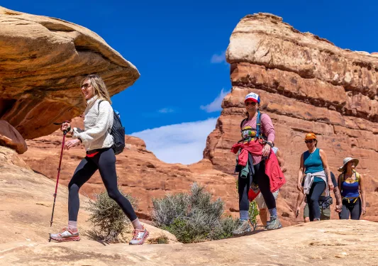 Backroads guests hike among rock formations