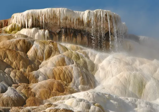 Canyon with water sliding down