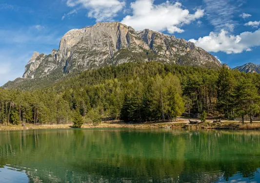 Lake with a large mountain in the background