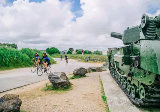 Biking past a WWI memorial