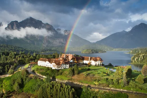 Aerial view of the Llao Llao Resort, Golf & Spa