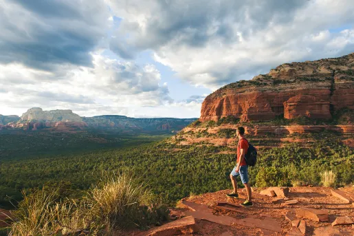 Man pondering the Arizona Canyon