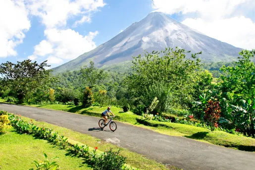 Biking in front of Volcano
