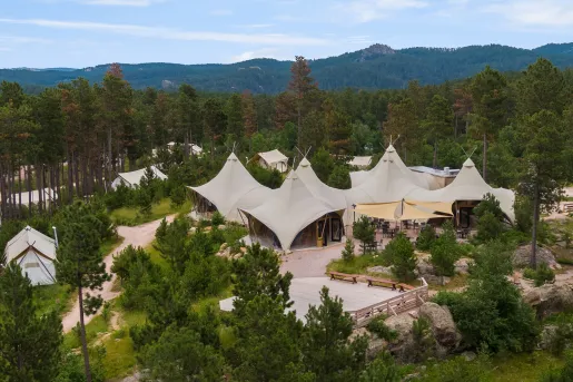 Aerial view of Under Canvas Mount Rushmore