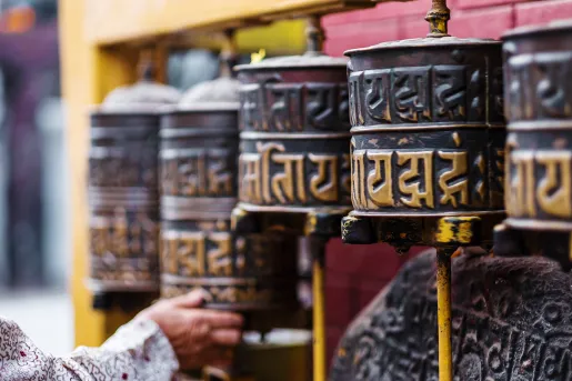 Prayer wheels in Bhutan