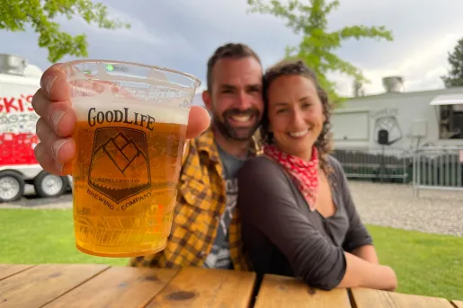 Two guests at "Good Life Brewing" tasting.