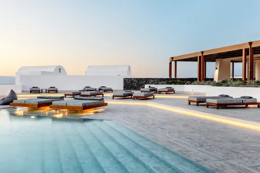 The pool view at Santo Pure Oia Suites & Villas