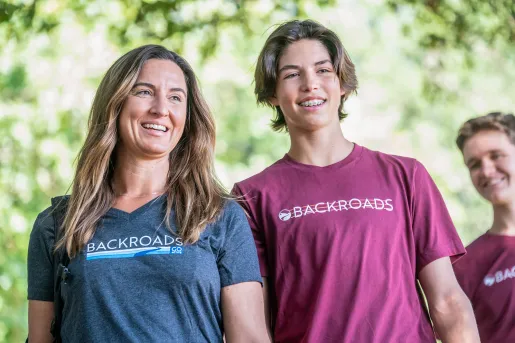 Three guests in BR gear, looking to distance.