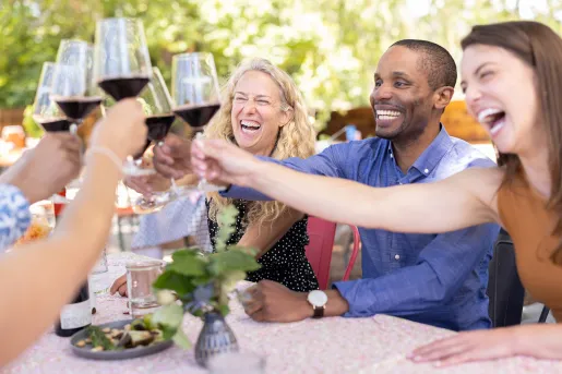 Backroads Guests Cheering Wine Glasses