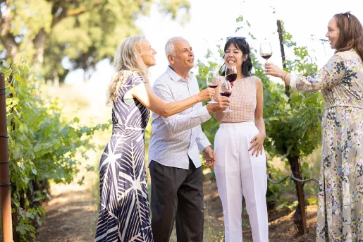 Backroads Guests Cheering Wine Glasses