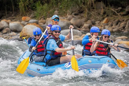 Paddling White Water River Raft, Costa Rica