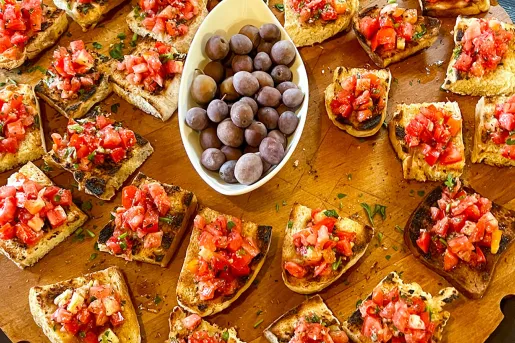 Shot of bruschetta platter.