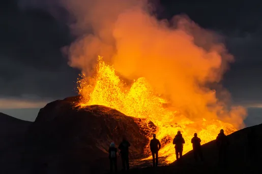 lava expoding near guests