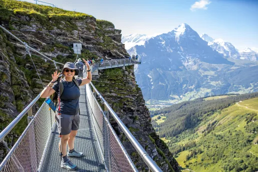 Shot of guest on First Cliff Walk in Grindelwald.