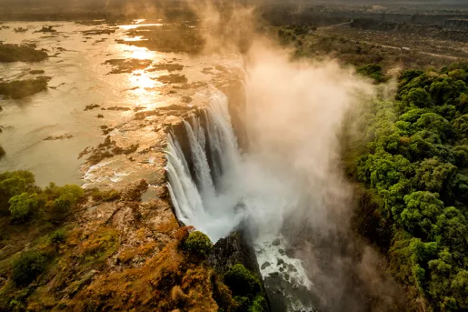 Overhead shot of waterfall in Africa