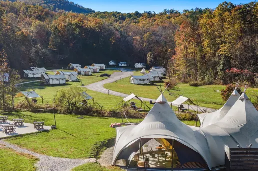 Aerial Under Canvas Great Smoky Mountains Grounds