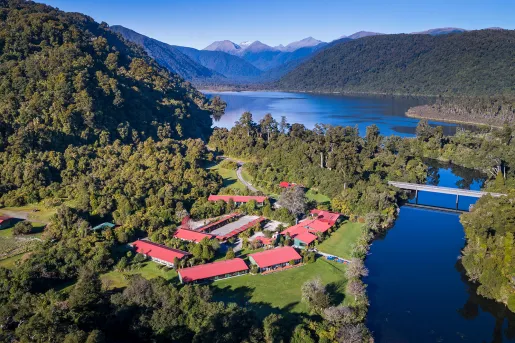 Aerial view of Wilderness Lodge Lake Moeraki