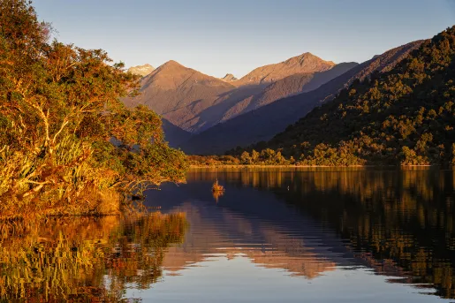 New Zealand lake at sunset