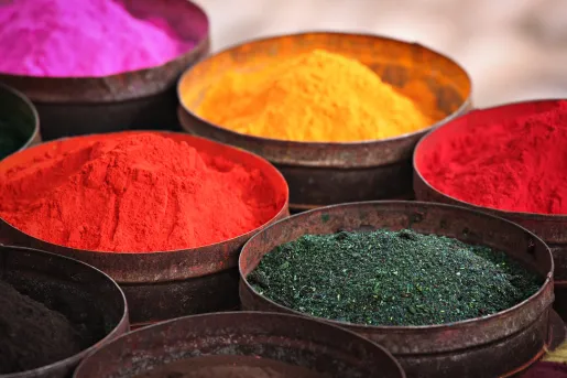 Close-up of powdered dyes.