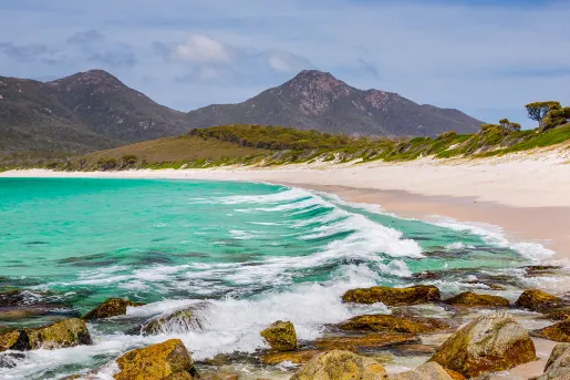The Beach at Wineglass Bay, Freycinet National Park, Tasmania, Australia.