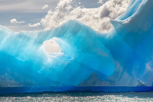 Shot of light blue glacier.
