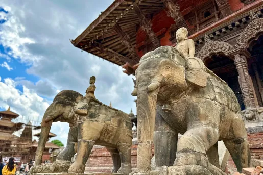Stone statues of elephants in Nepal